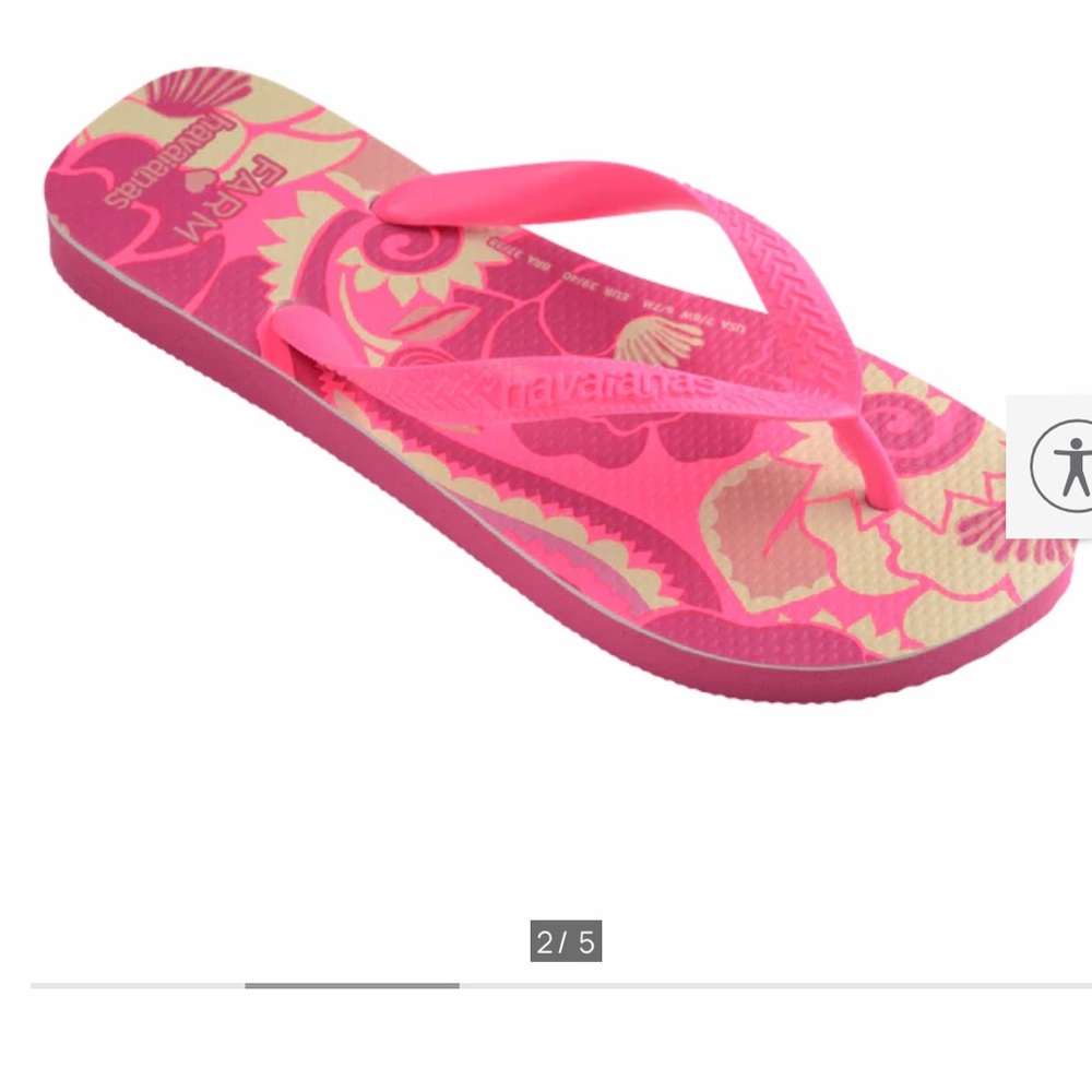 NWT Havaianas x Farm to Rio Women's Pink Tropical Sandals - Picture 2 of 6